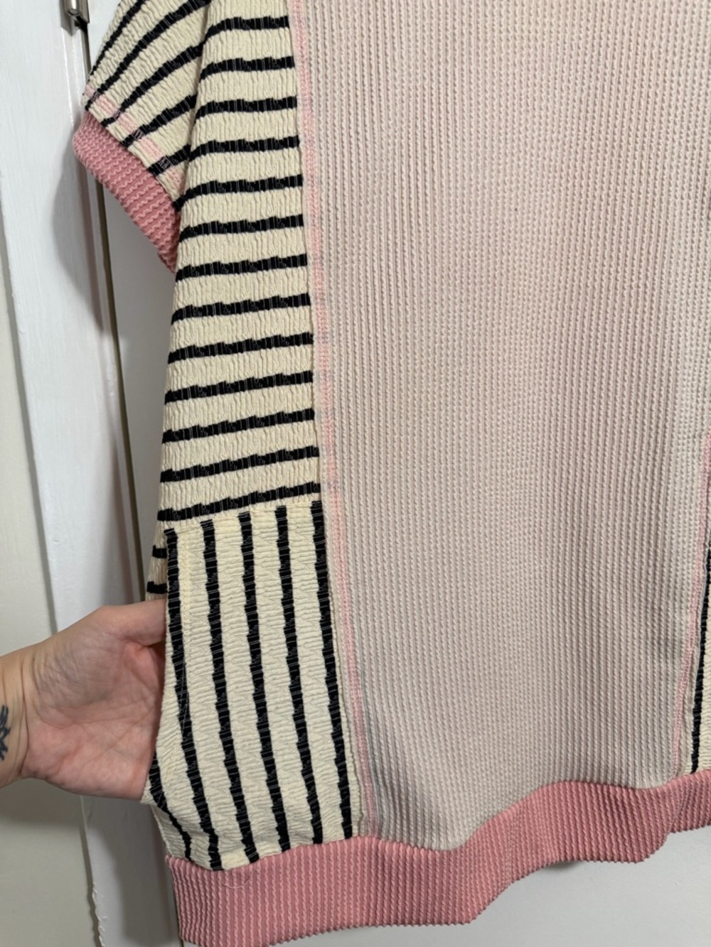 HEIMISH USA Pink, White & Black Striped Knit Top - Picture 6 of 7